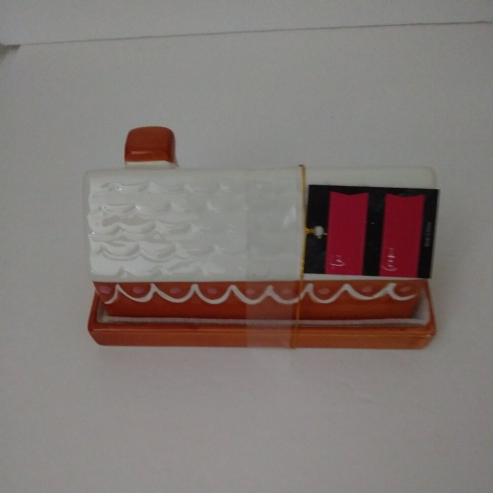 Hand Painted Ceramic House Butter Dish with Lid